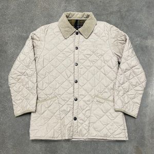 Barbour Eskdale Jacket Men XS/S Quilt Beige Lined Corduroy England Made